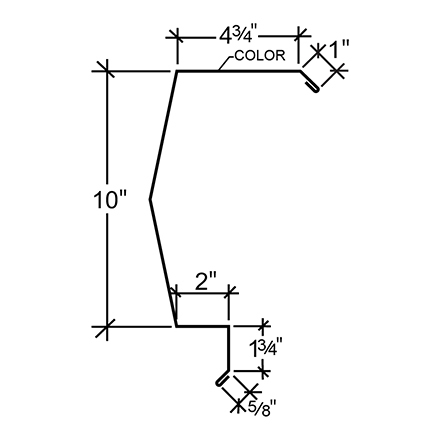 Sculptured Southern Lg. Rake Trim - PBR Roof At Steel Line Up To 3/4 Sculptured Southern Lg. Rake Trim - PBR Roof At Steel Line Up To 3/4